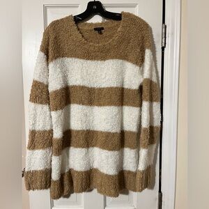 Talbots beige and white striped sweater size large